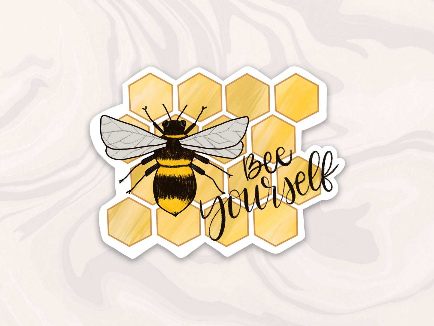 bumble bee sticker set, set of 4 bee themed stickers with positive and encouraging messages, bee yourself sticker