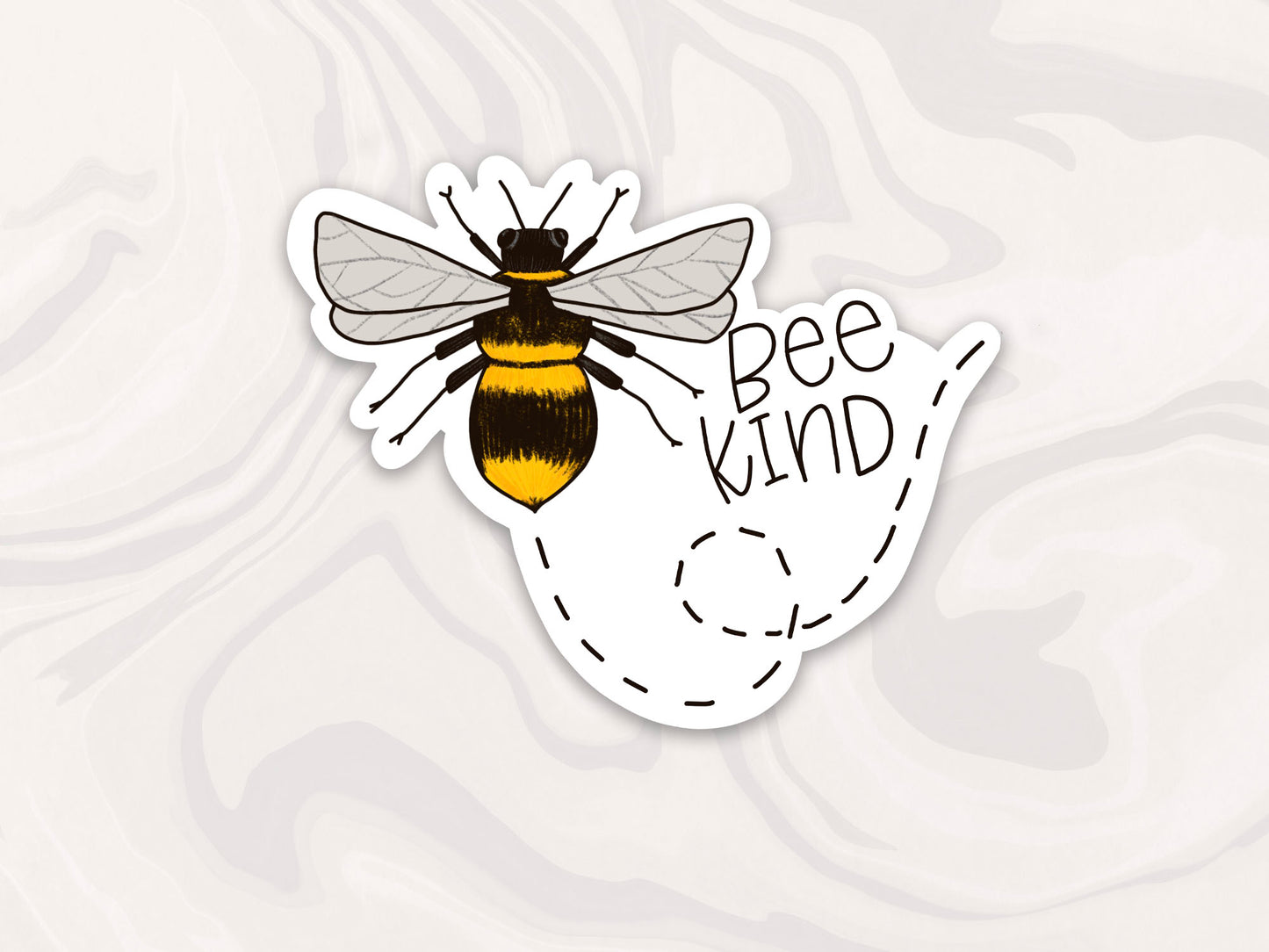 bumble bee sticker set, set of 4 bee themed stickers with positive and encouraging messages, bee kind sticker