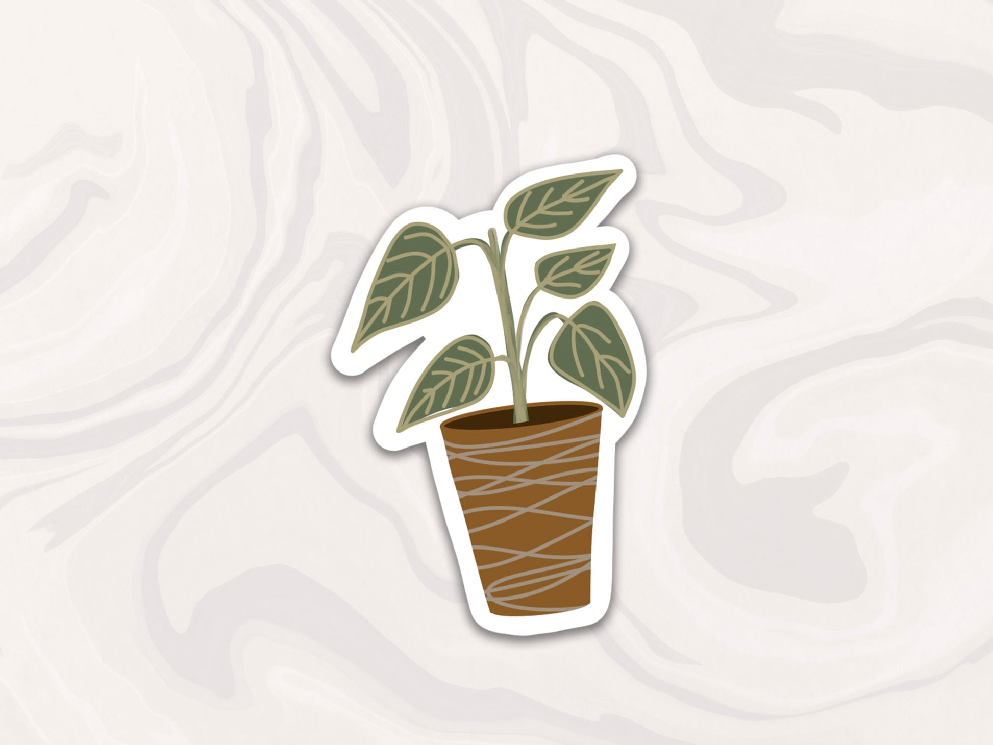 potted plant with green leaves sticker