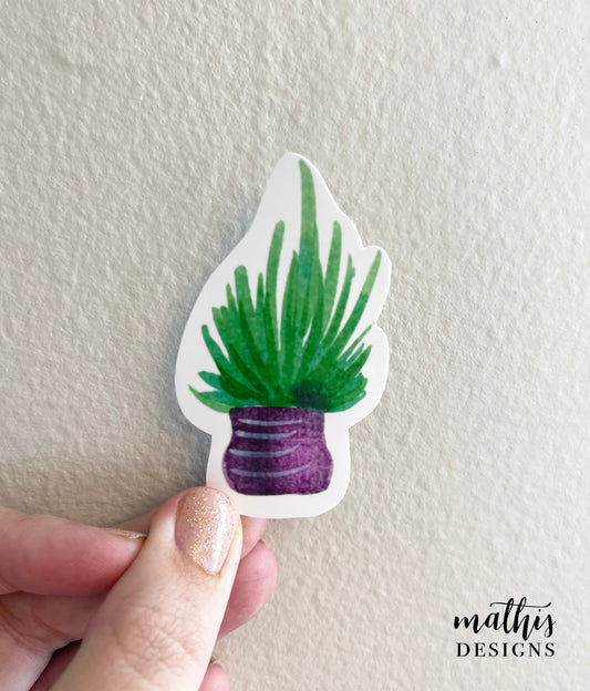 Snake Plant Sticker, Watercolor Cactus Vinyl Sticker, Painted Succulent Decal, Gift