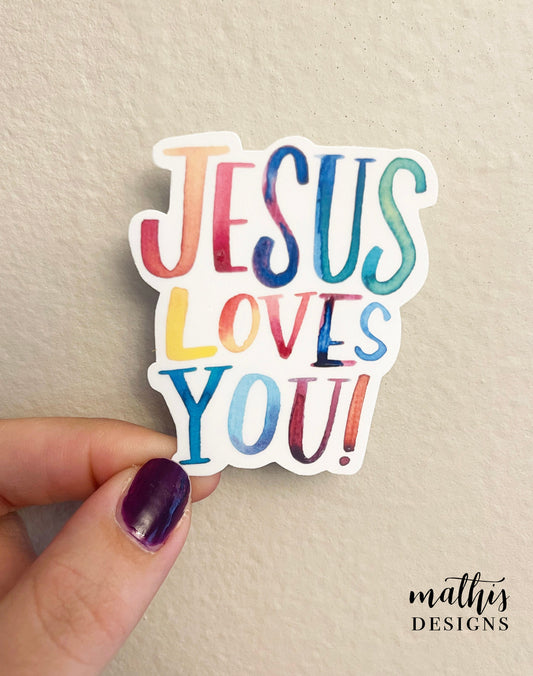Jesus Loves You Sticker, Christian Decal, Christian Gift, Jesus Water Bottle Sticker, Gift