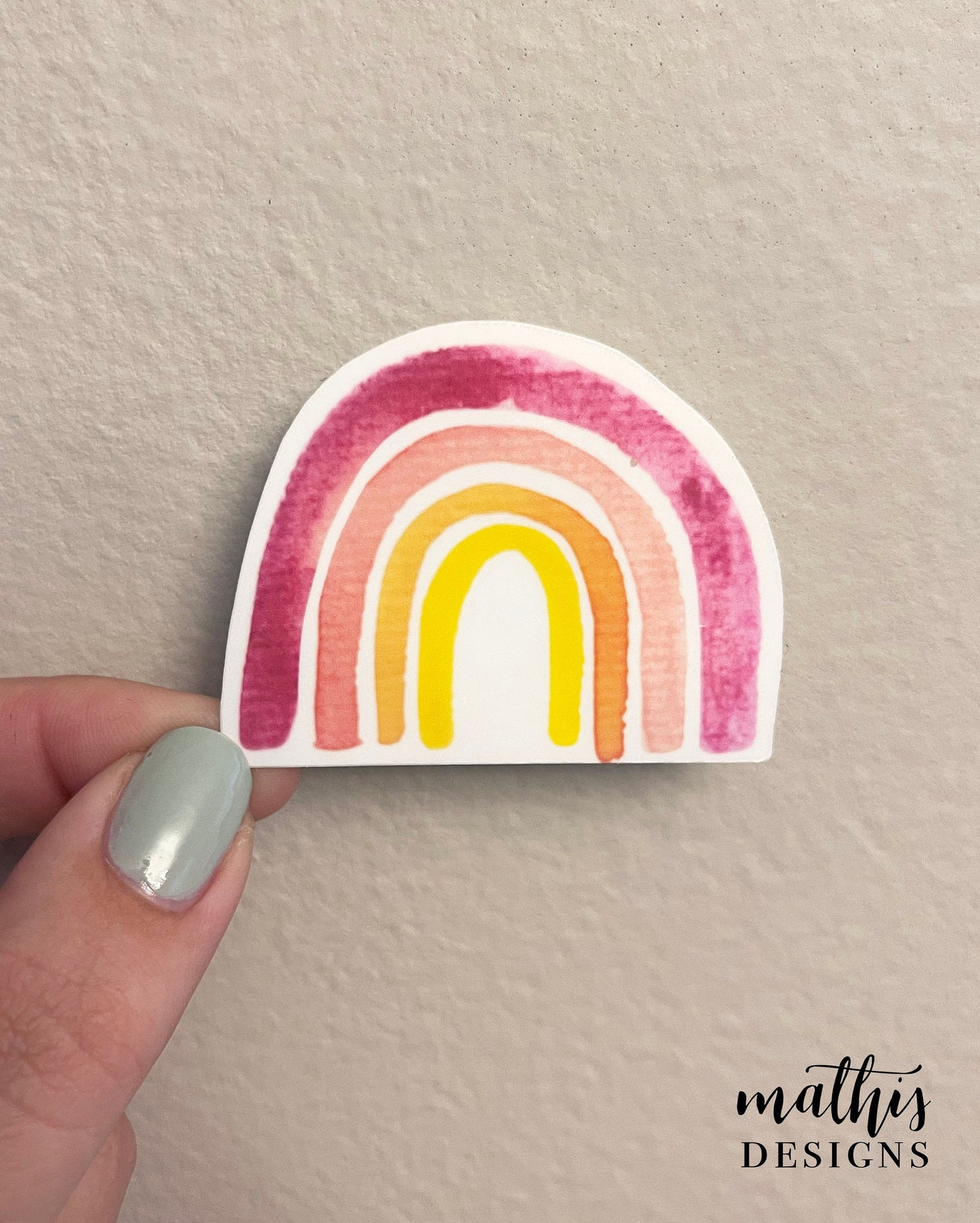 Pinks Watercolor Rainbow Sticker Decal, Gift