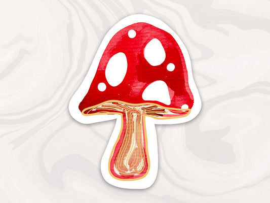 Mushroom Sticker, Hippie Motif Sticker, Red Mushroom Sticker, Waterproof Decal, Gift