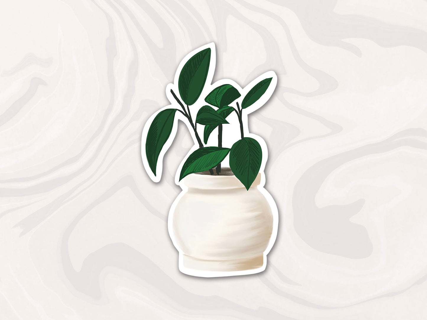 Rubber Plant Sticker, Potted Plant Decal, Botanical Sticker, Boho Plant Sticker, Gift
