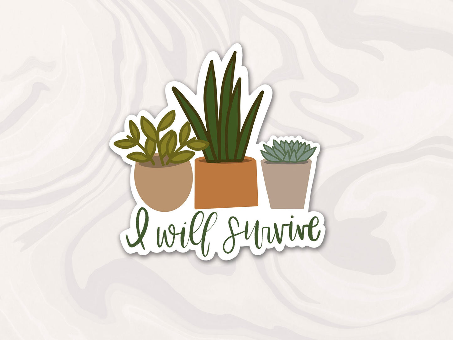 I Will Survive Plant Lover Sticker, Funny Plant Sticker, Plant sticker, botanical sticker, flower decal, plant lady gift, Gift