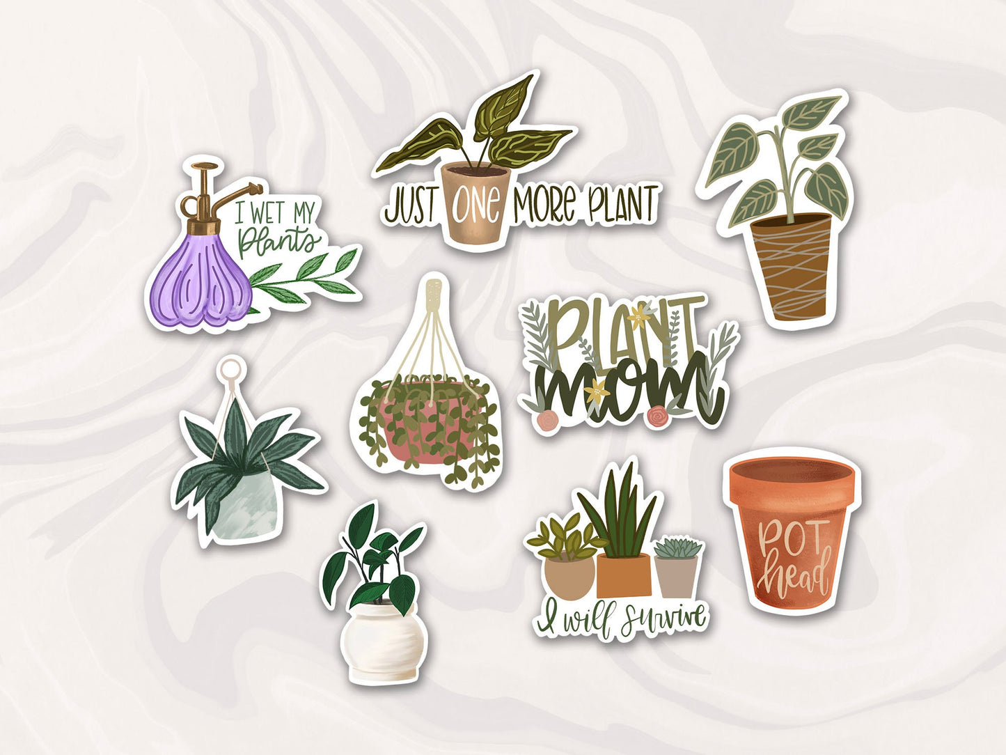 Plant Lover Sticker Bundle, Plant stickers, botanical sticker, flower decals, plant lady gift, Set of 9 stickers, Gift